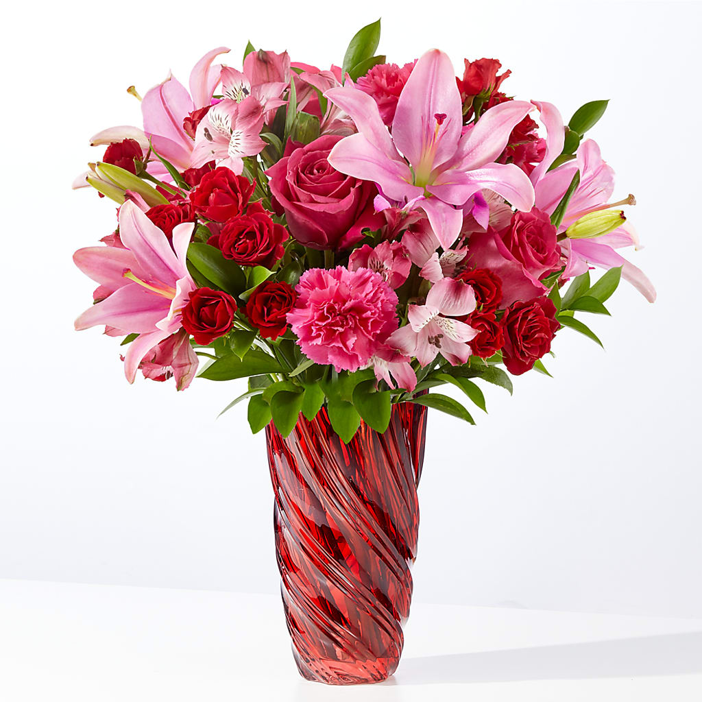 In Love Bouquet with Luxe Swirl Vase – Print A Bunch Florists, Orleans ON