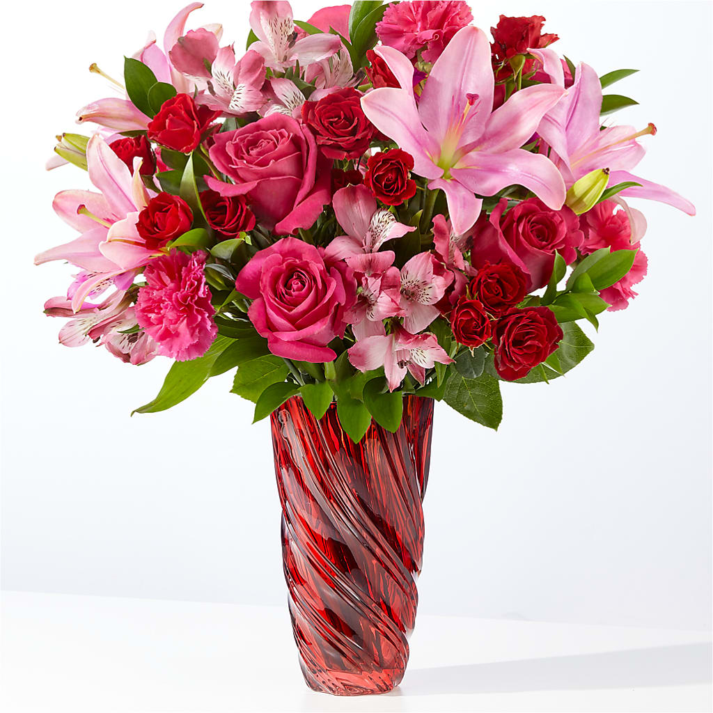 In Love Bouquet with Luxe Swirl Vase – Print A Bunch Florists, Orleans ON