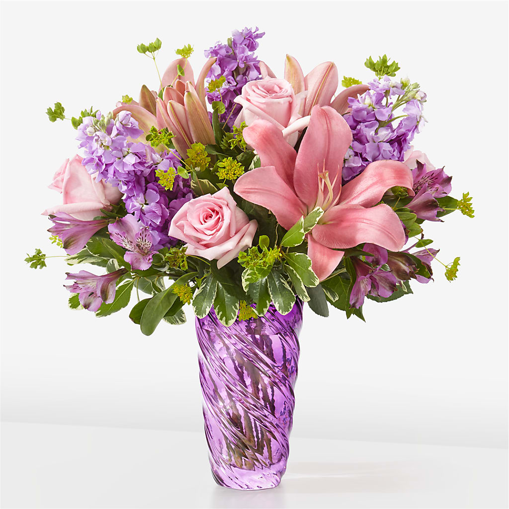 Precious Petals Bouquet with Luxe Swirl Vase – Print A Bunch Florists, Orleans ON