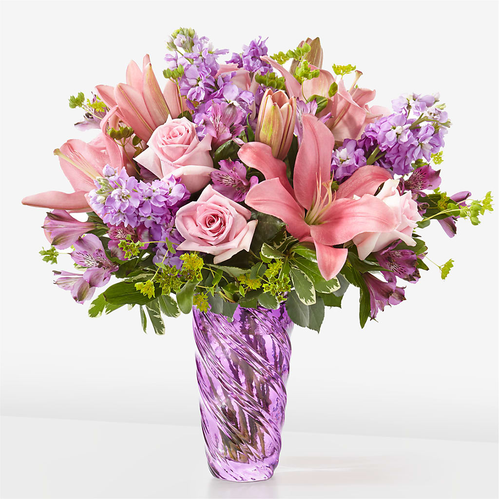Precious Petals Bouquet with Luxe Swirl Vase – Print A Bunch Florists, Orleans ON