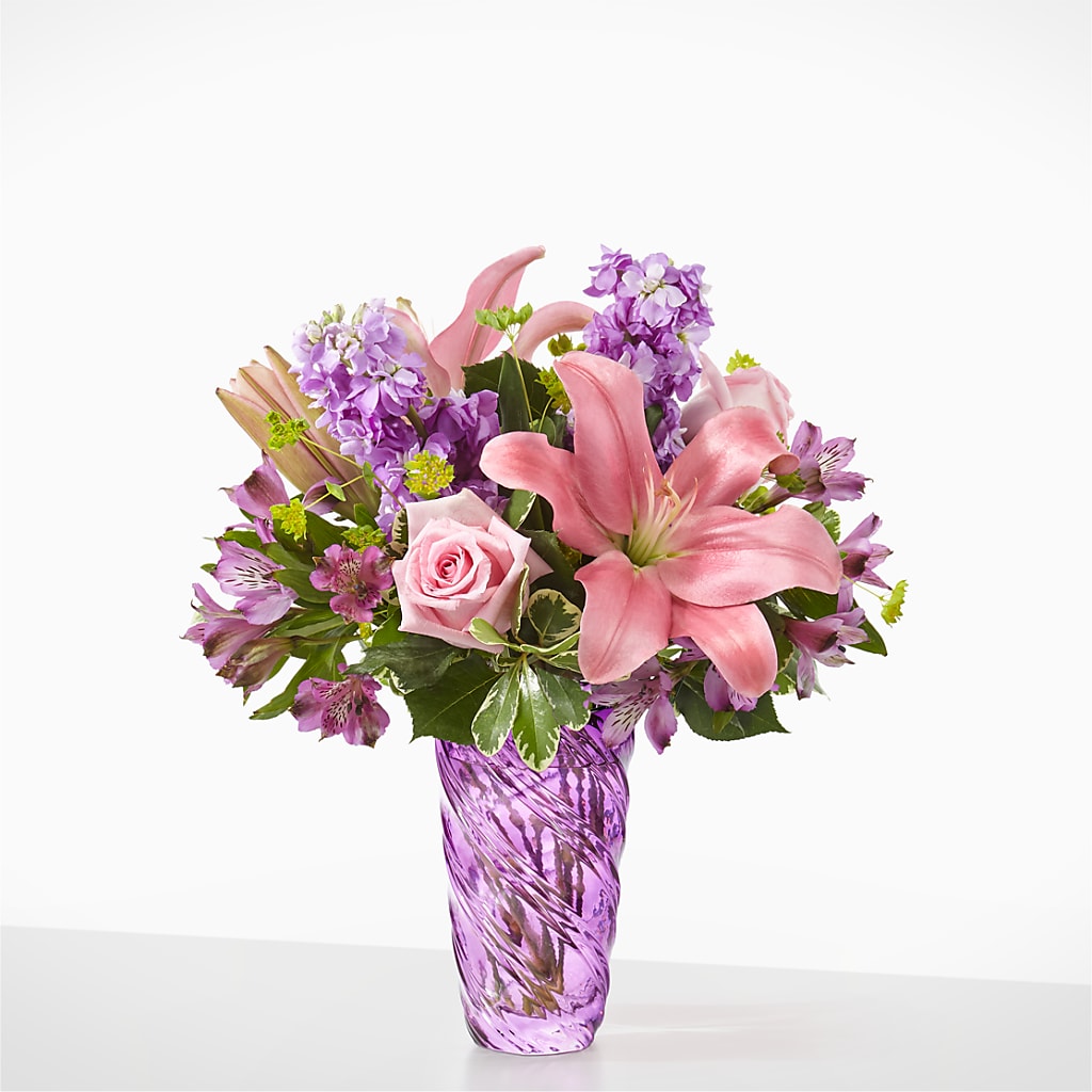 Precious Petals Bouquet with Luxe Swirl Vase – Print A Bunch Florists, Orleans ON