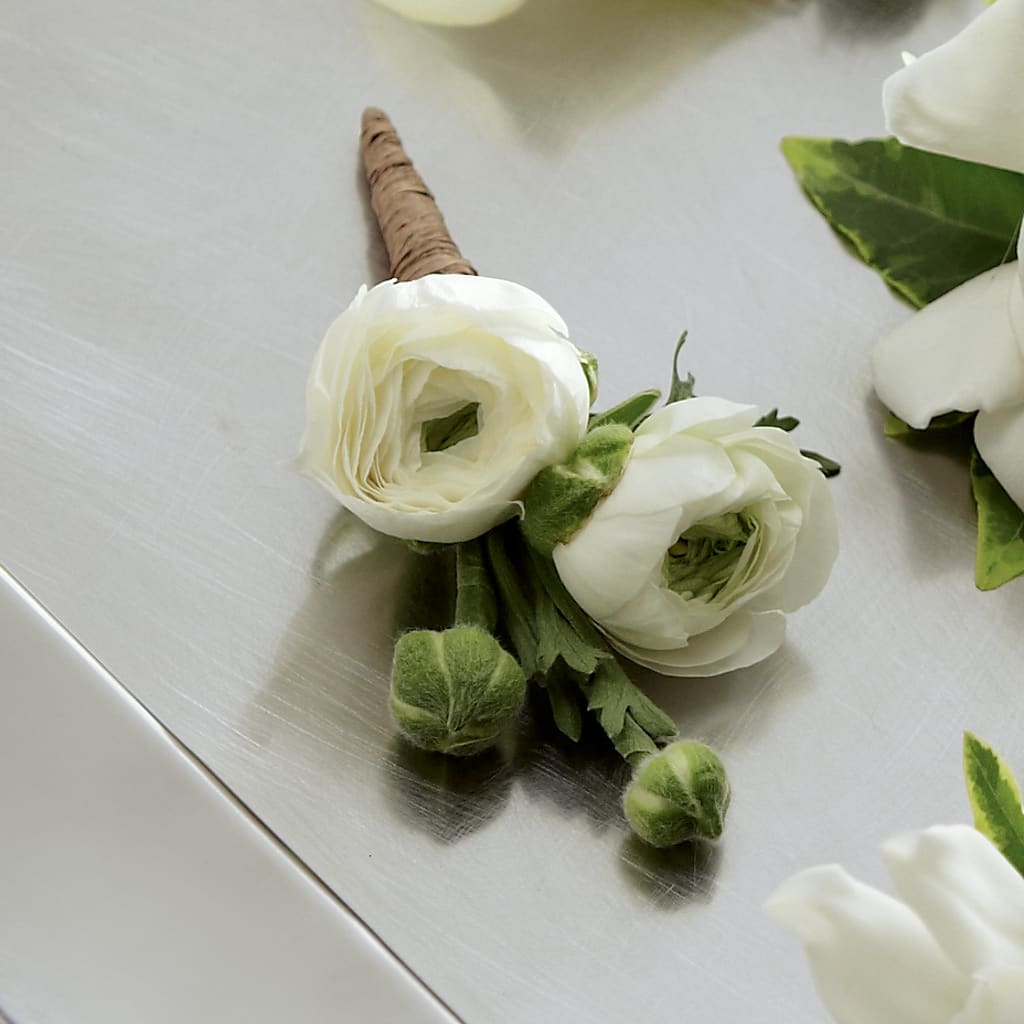 White Ranunculus Boutonniere – Print A Bunch Florists, Orleans ON