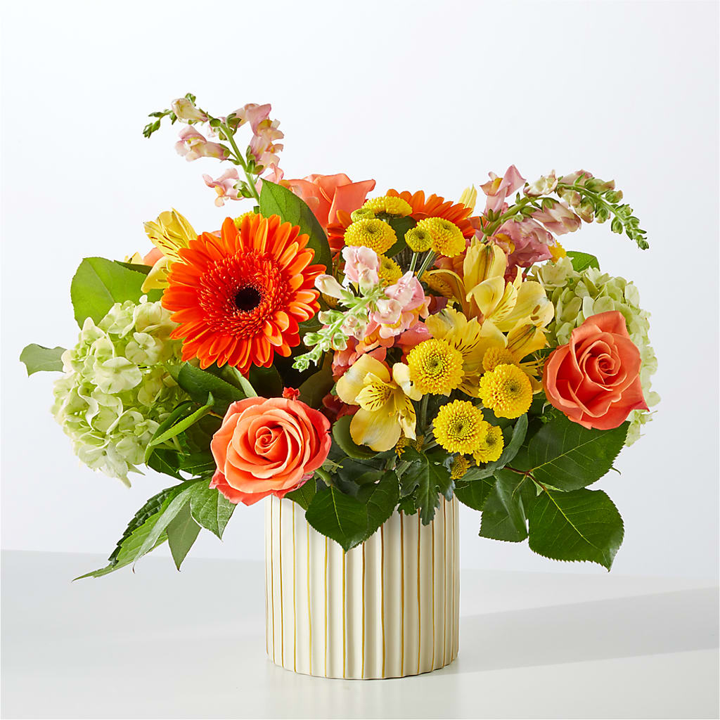 Autumn Sunshine Bouquet with Ivory Vase –  Print A Bunch Florists, Orleans ON