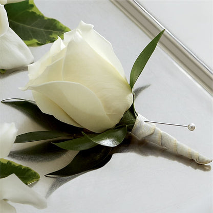 White Rose Boutonniere –  Print A Bunch Florists, Orleans ON